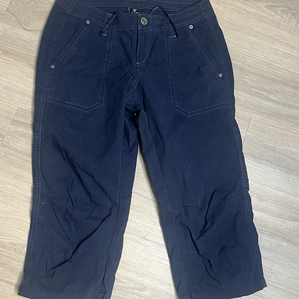 Kuhl Women's Cargo Pants Cropped Blue Drawstring, Size 4